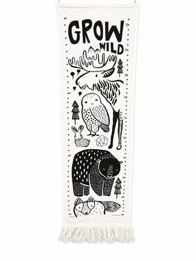 Wee Gallery Black & White Organic Cotton Growth Chart Nursery Wall